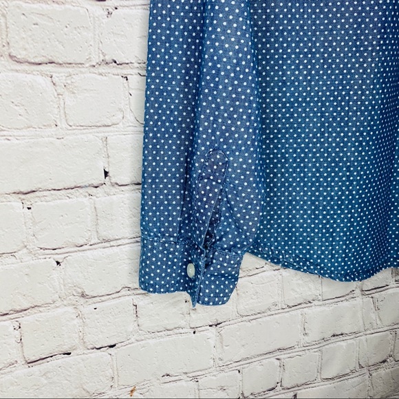 Old Navy Women’s Button Down Jean Polka Dot Top M - Picture 6 of 13